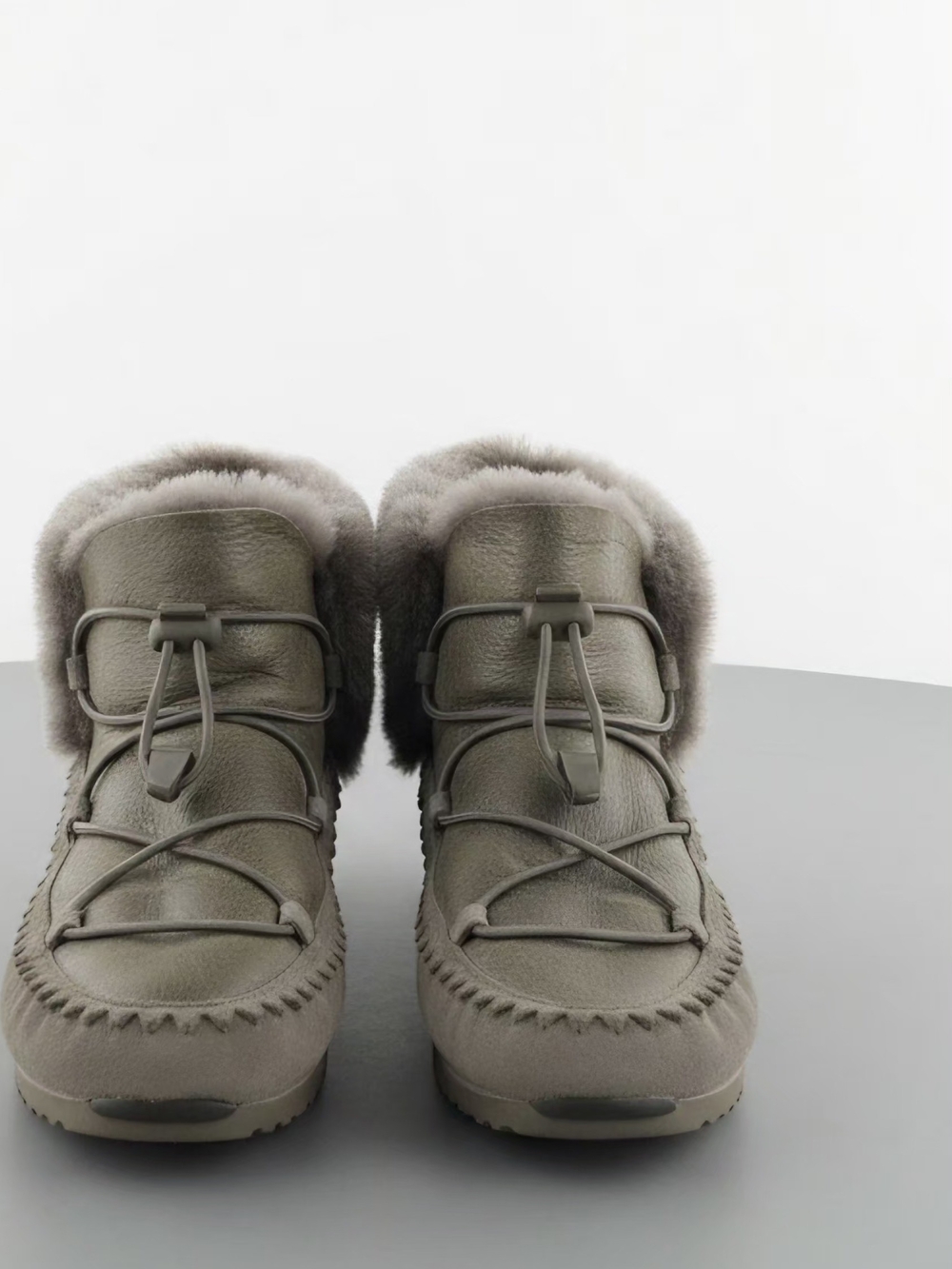 Ash Women's Shearling-Trim Ankle Boots in Taupe